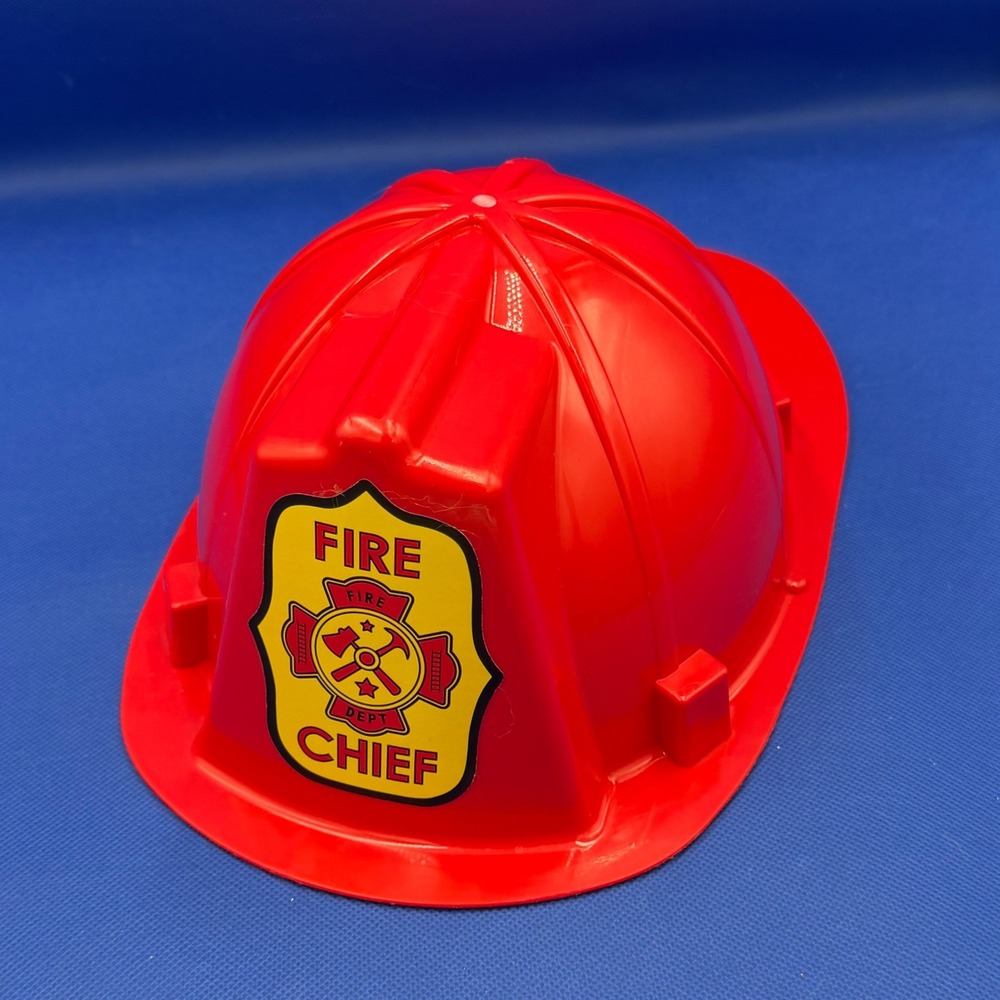 Fire Chief Helmet Firefighter Costume Red Hat Halloween Dress Up Play Toy Career